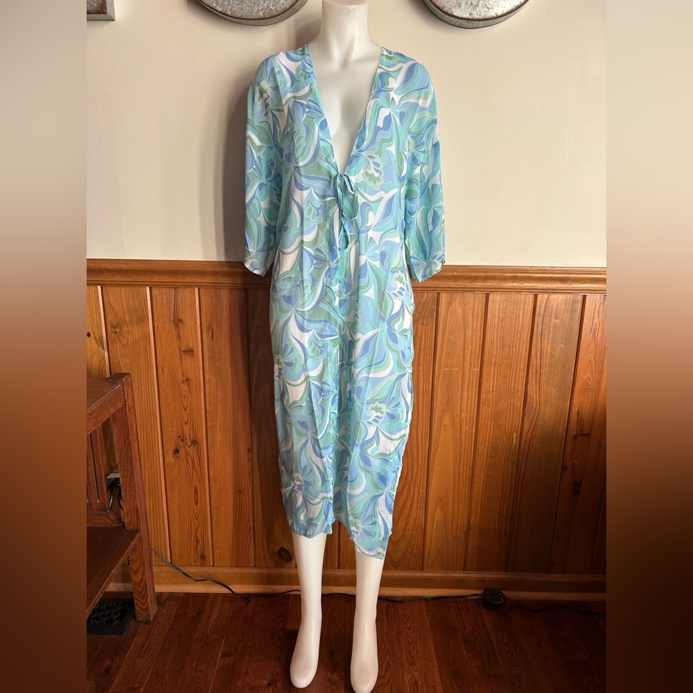 Shade & Shore S/M bathing suit cover, blues and greens, swim suit cover, cruise